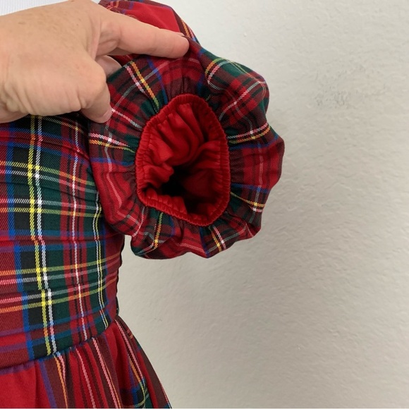 Francesca’s Plaid Peplum Smocked Puff Sleeve Top Sz S Red Holiday Short Sleeve - Picture 11 of 17